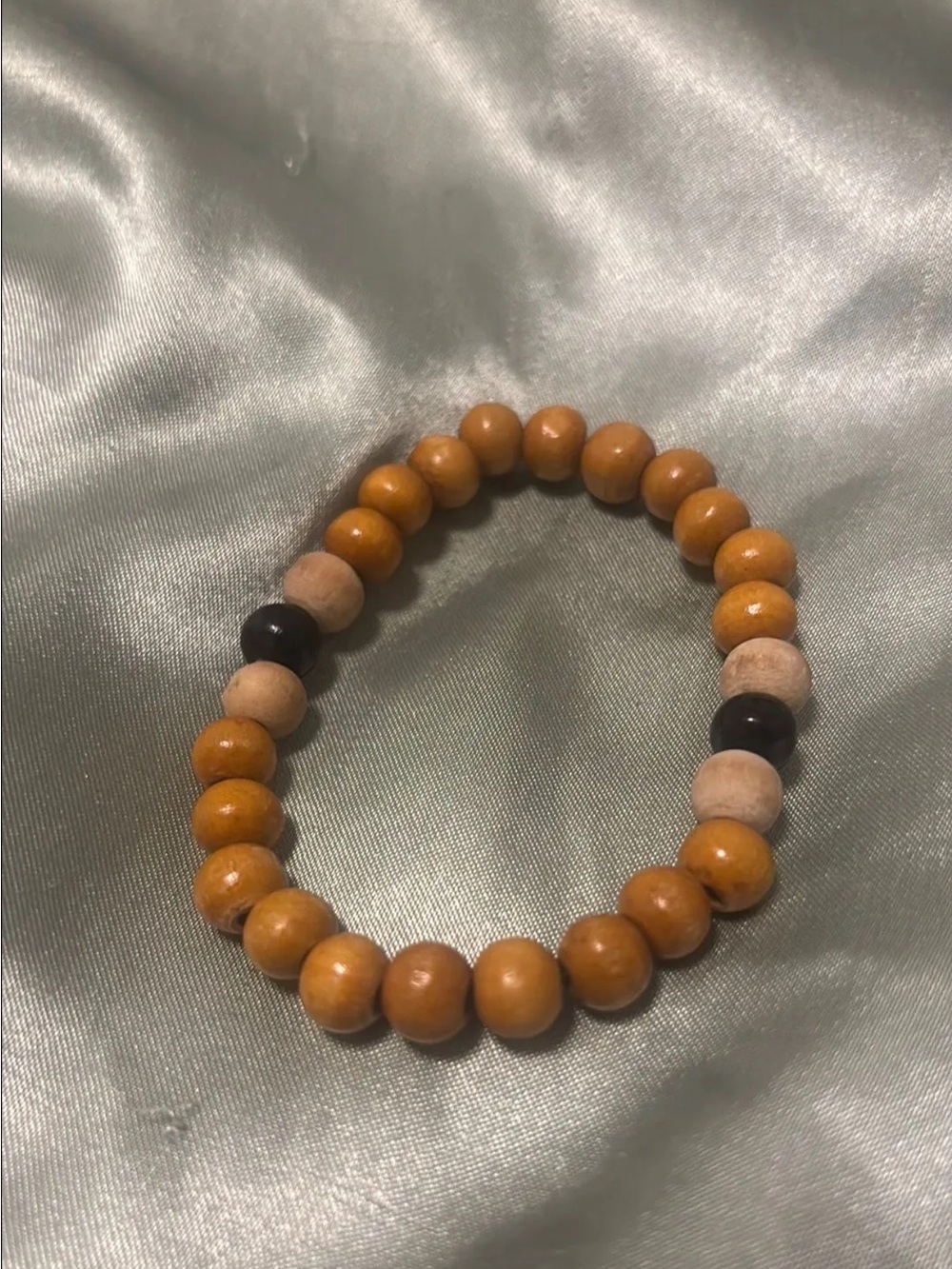 Wood Bead Stretch Bracelet in Honey Brown